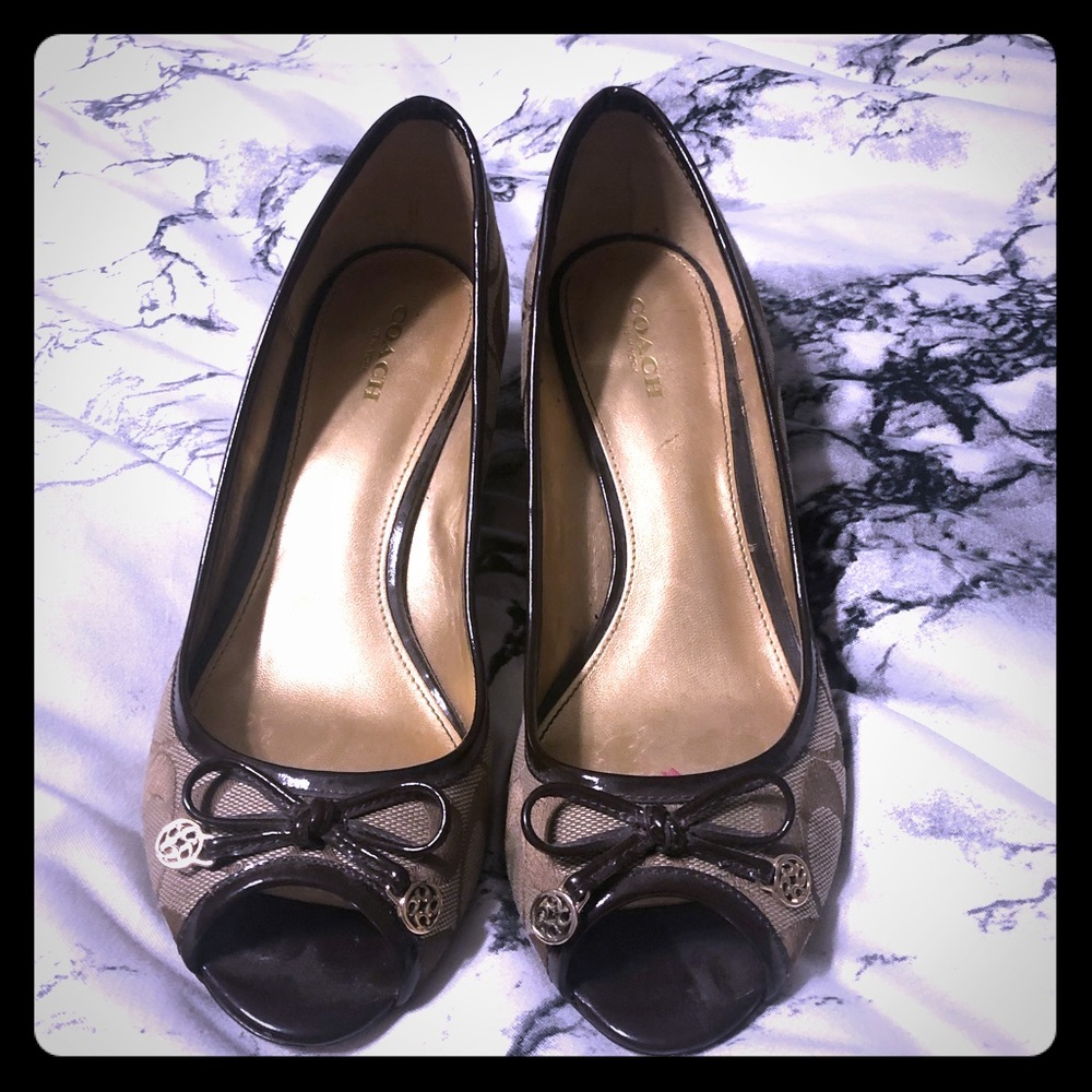 Coach wedge peep toe dressy shoe!